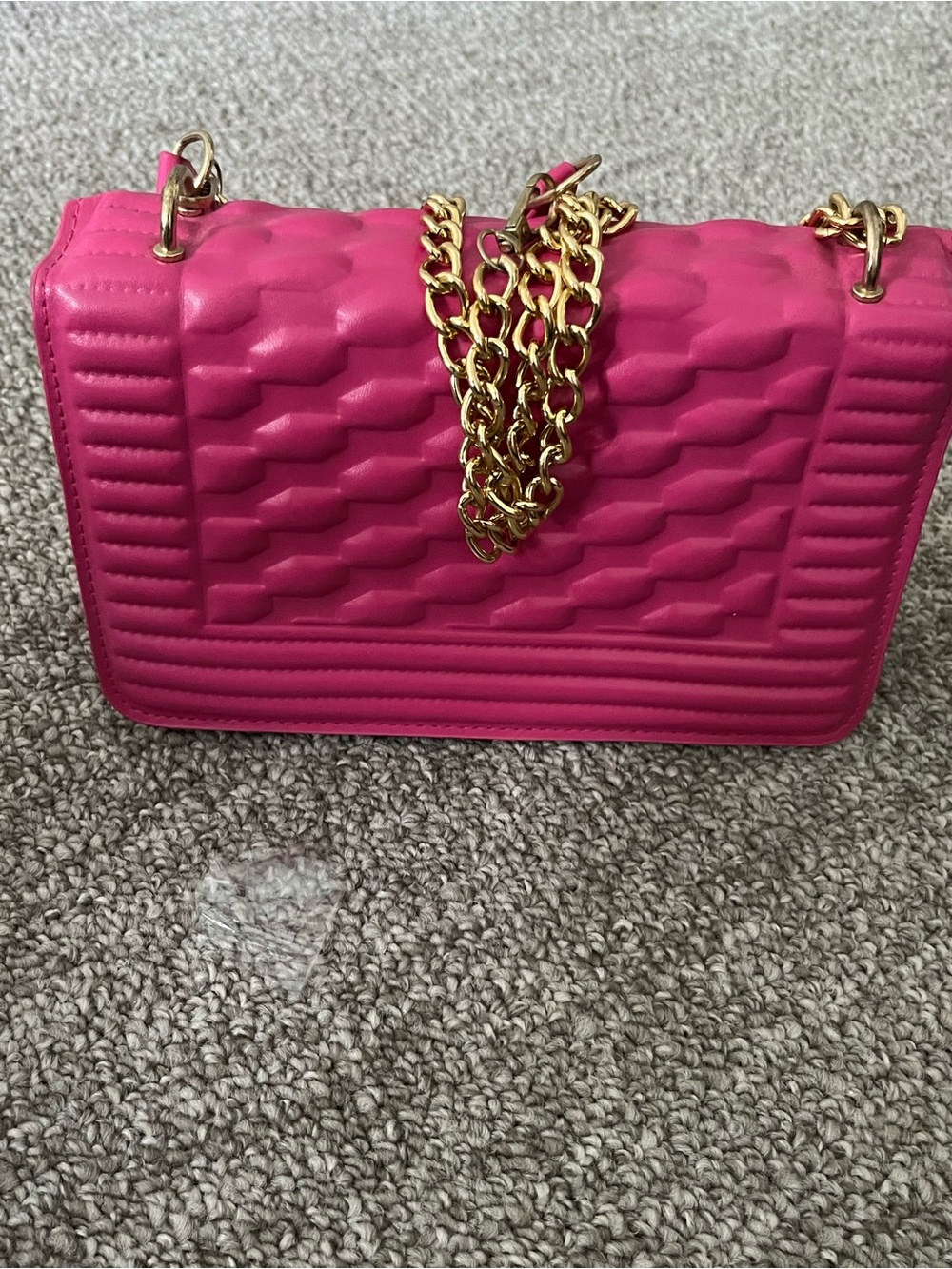 Hot Pink Quilted Chain-Accent Shoulder Bag